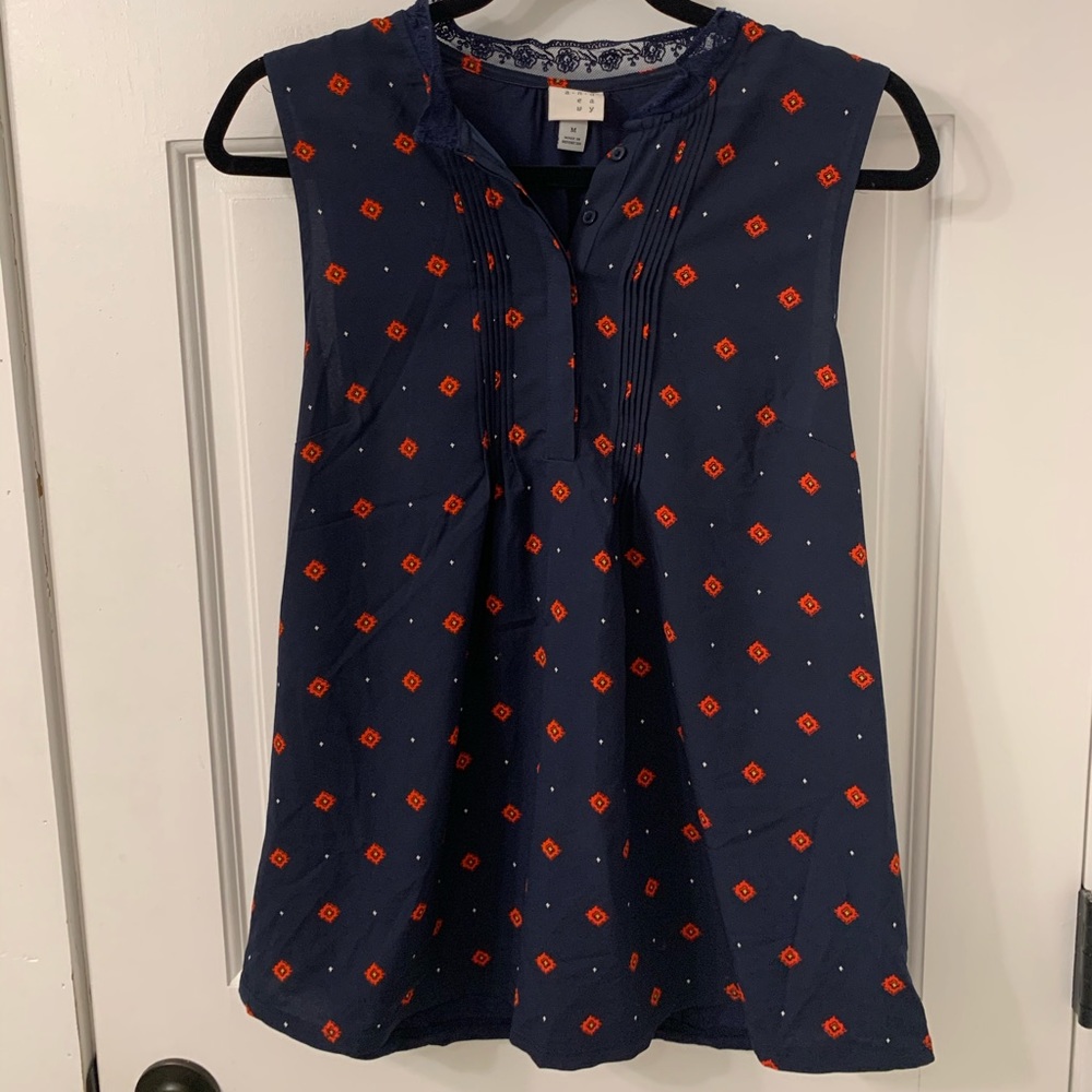 A.N.D. Sleeveless Blouse with Lace Detail NWOT